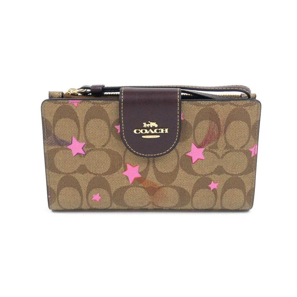 Coach Signature Khaki Disco Star Tech Phone Wallet NWT C7292